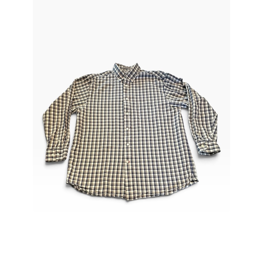 Daniel Cremieux Button Down Mens Large Blue Gingham Cotton Tencel Shirt